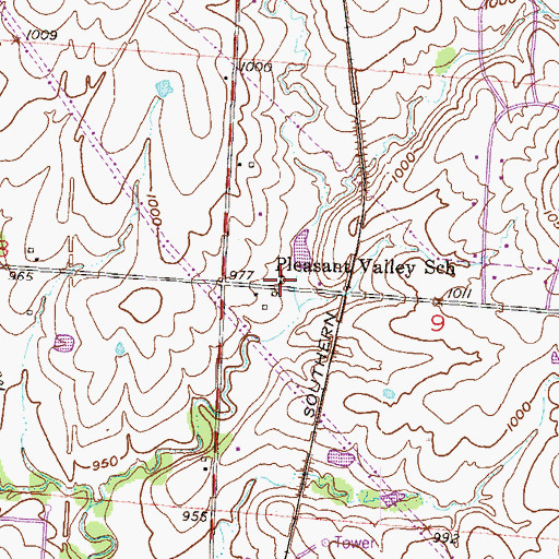 Topographic Map of Pleasant Valley School (historical), MO