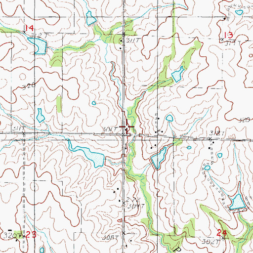 Topographic Map of Pleasant Valley School, MO