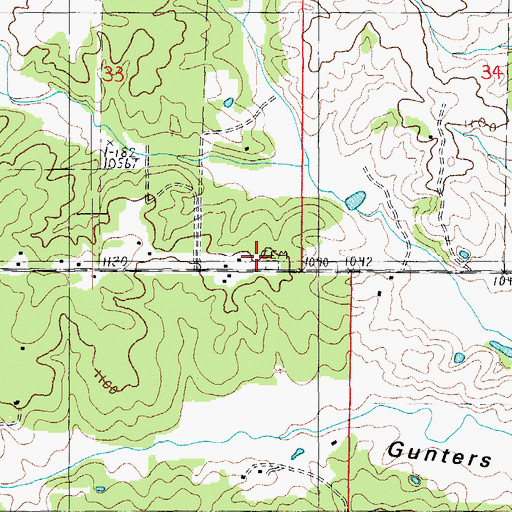 Topographic Map of Pleasant View Cemetery, MO