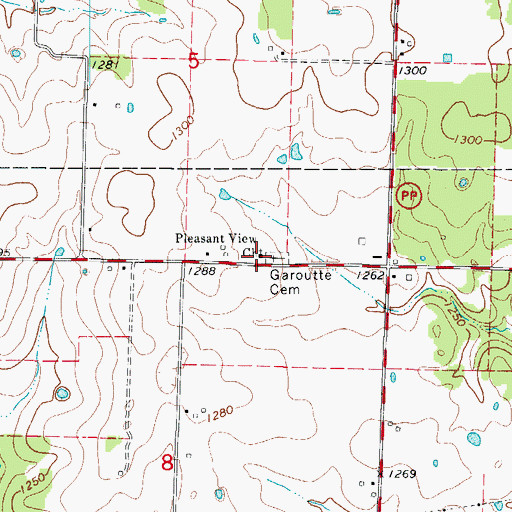 Topographic Map of Pleasant View Church, MO