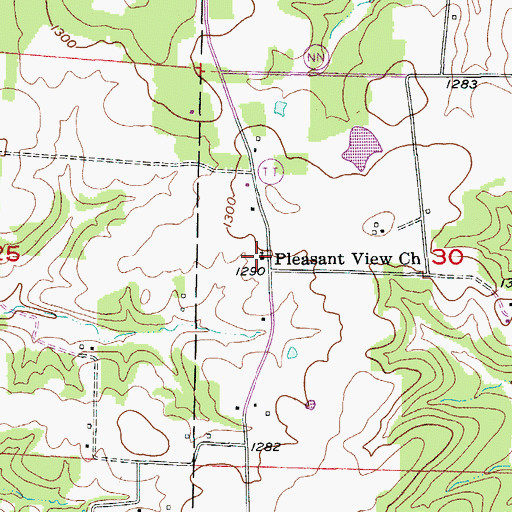 Topographic Map of Pleasant View Church, MO