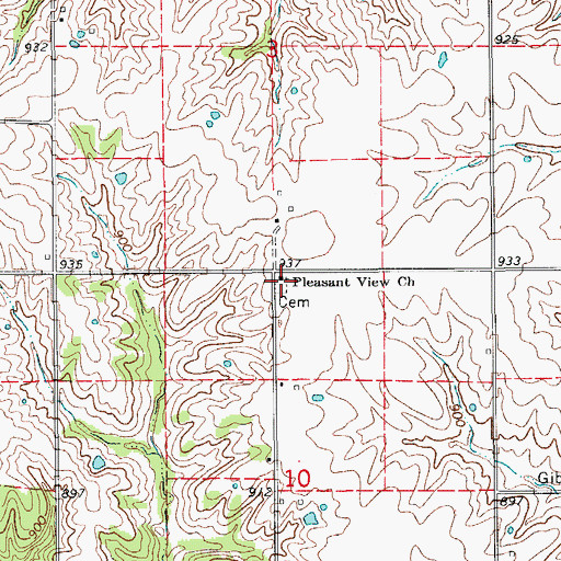 Topographic Map of Pleasant View Church, MO