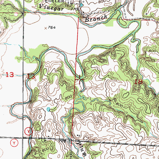 Topographic Map of Plum Branch, MO