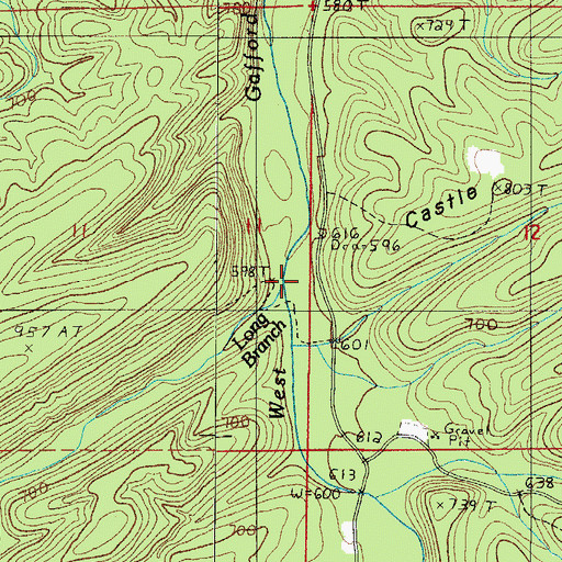 Topographic Map of Long Branch, AR
