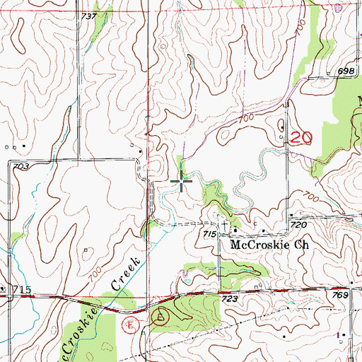 Topographic Map of Plum Branch, MO