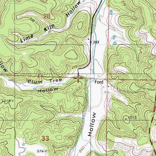 Topographic Map of Plum Tree Hollow, MO