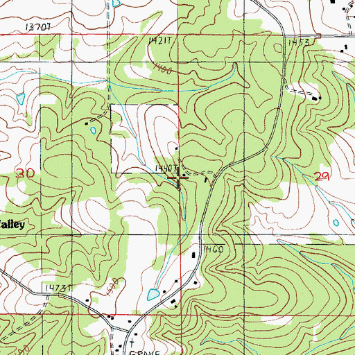 Topographic Map of Plum Valley School (historical), MO