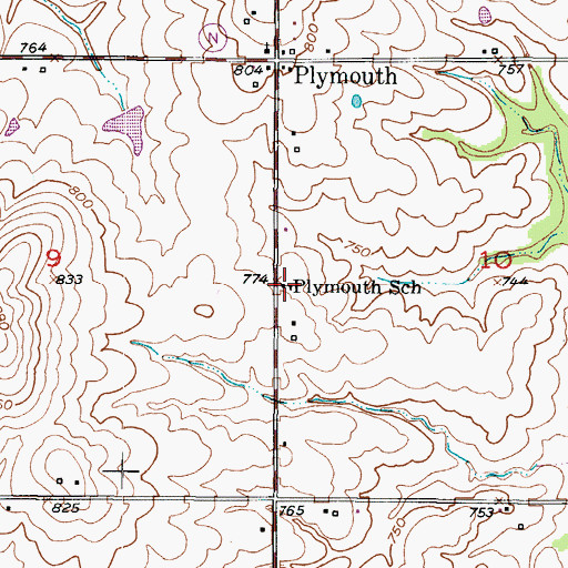 Topographic Map of Plymounth School, MO