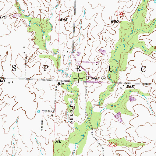 Topographic Map of Poage Cemetery, MO