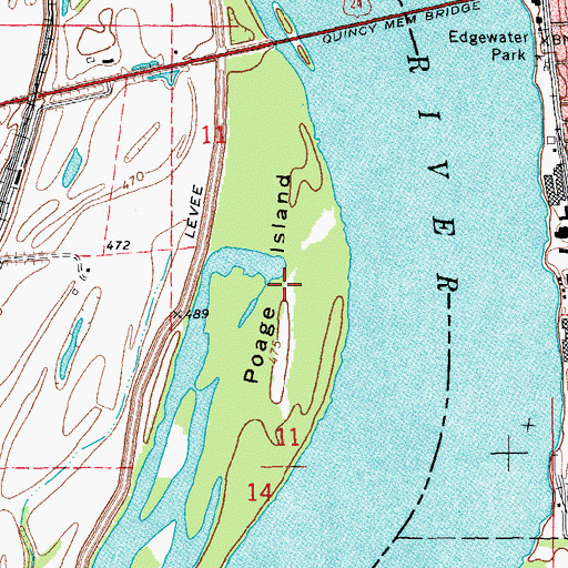 Topographic Map of Poage Island, MO