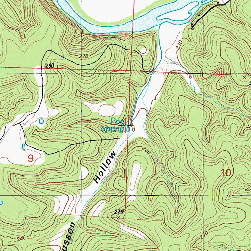 Topographic Map of Poe Spring, MO