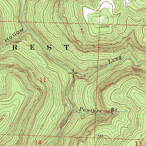 Topographic Map of Long Branch, AR