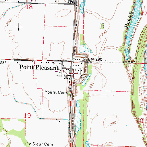 Topographic Map of Point Pleasant, MO