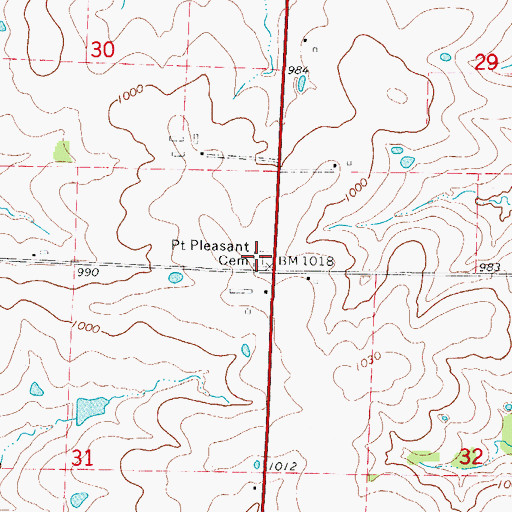 Topographic Map of Point Pleasant Cemetery, MO