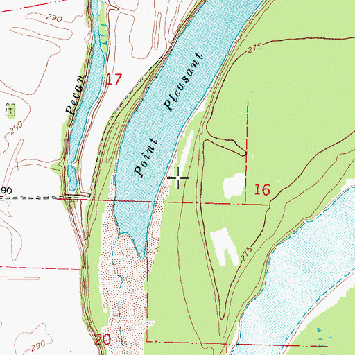 Topographic Map of Point Pleasant Chute, MO