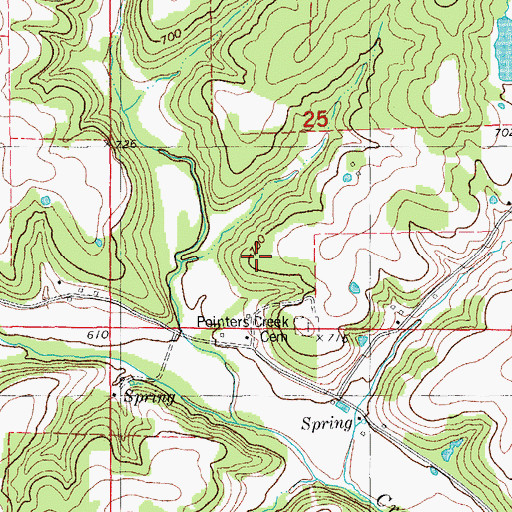 Topographic Map of Pointers Creek School (historical), MO
