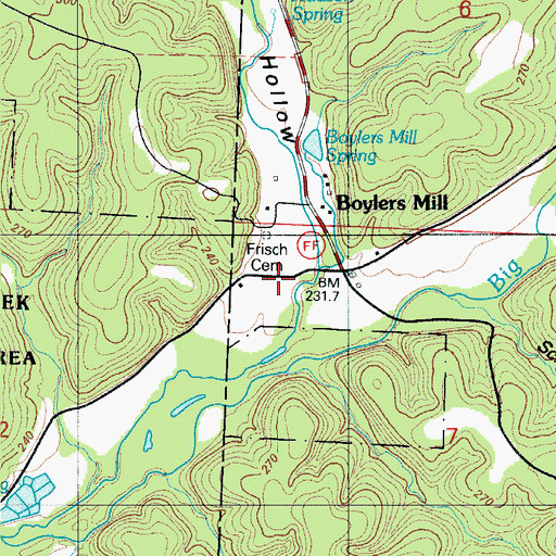 Topographic Map of Pole Hollow, MO