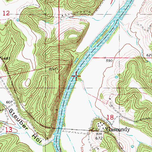 Topographic Map of Polecat Creek, MO