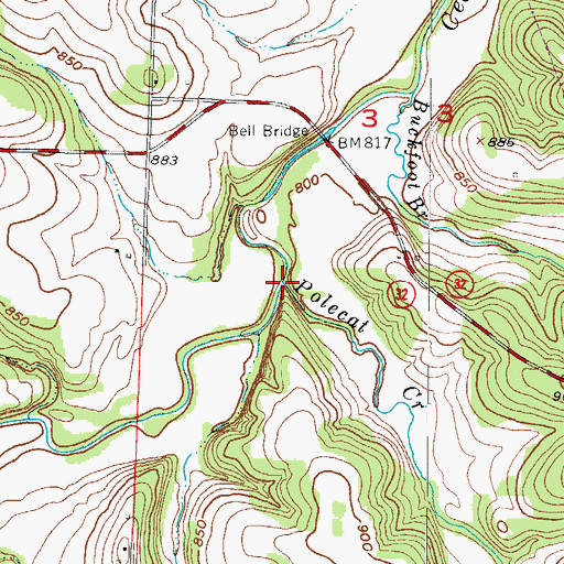 Topographic Map of Polecat Creek, MO