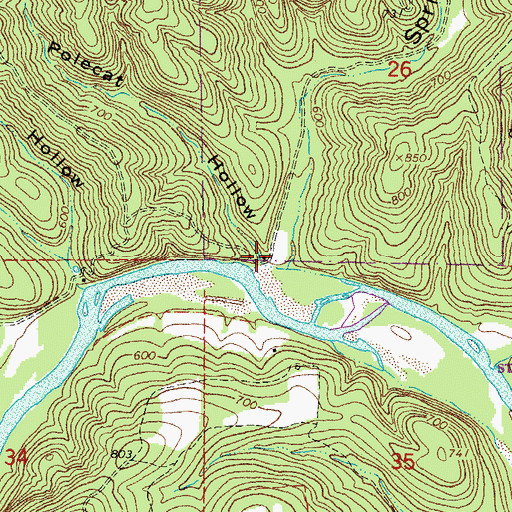 Topographic Map of Polecat Hollow, MO