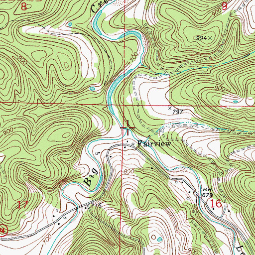 Topographic Map of Long Creek, AR