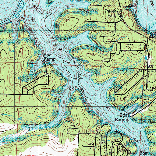 Topographic Map of Pomme de Terre Lake, MO