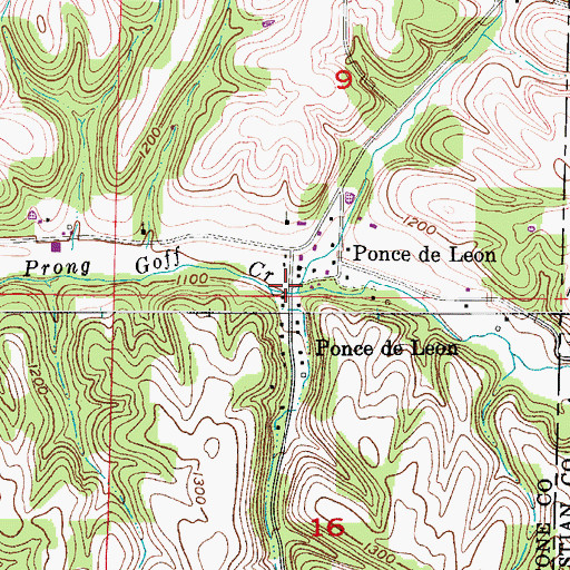 Topographic Map of Ponce de Leon, MO