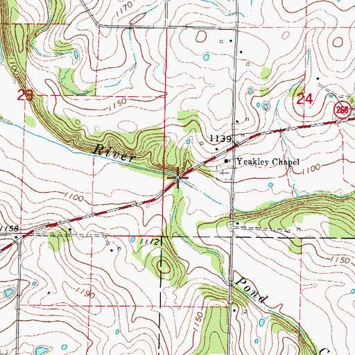 Topographic Map of Pond Creek, MO