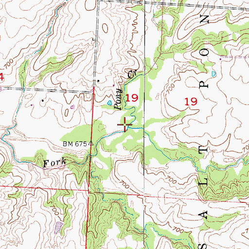Topographic Map of Pony Creek, MO