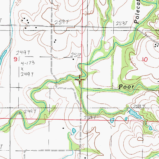 Topographic Map of Poor Tom Branch, MO