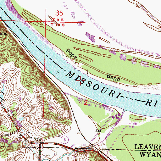 Topographic Map of Pope Bend, MO