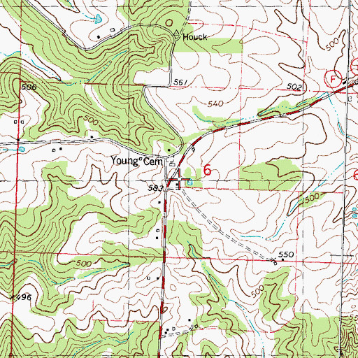 Topographic Map of Poplar Ridge School, MO