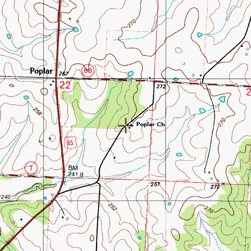 Topographic Map of Poplar School (historical), MO