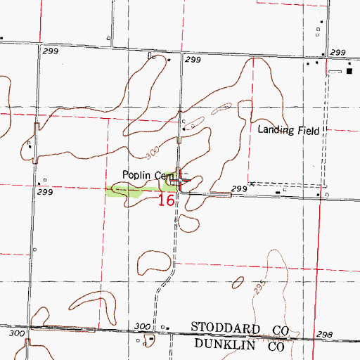 Topographic Map of Poplin Cemetery, MO