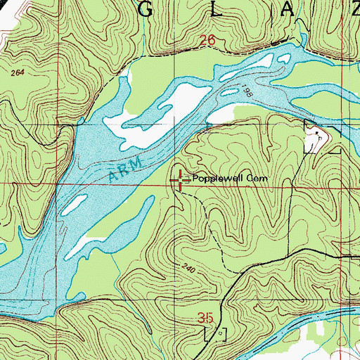Topographic Map of Popplewell Cemetery, MO