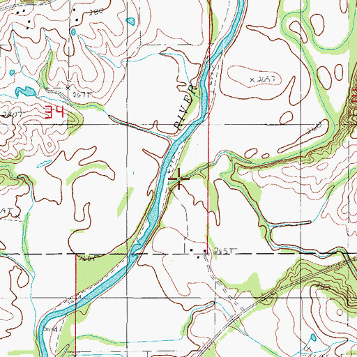 Topographic Map of Pops Branch, MO