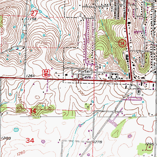 Topographic Map of Porter Cemetery, MO