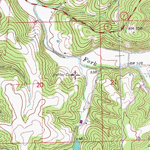 Topographic Map of Porter Cemetery, MO