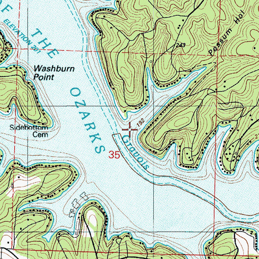Topographic Map of Possum Hollow, MO
