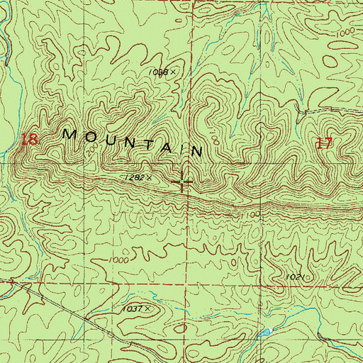 Topographic Map of Long Mountain, AR