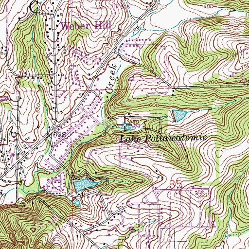 Topographic Map of Lake Pottawatomie, MO