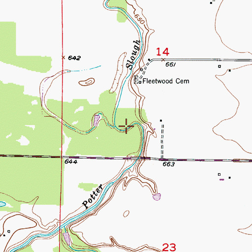 Topographic Map of Potter Slough, MO
