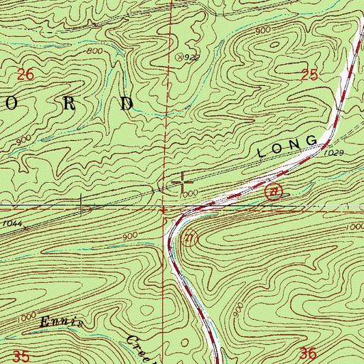 Topographic Map of Long Mountain, AR