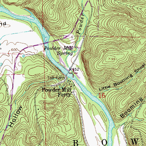 Topographic Map of Powder Mill Creek, MO