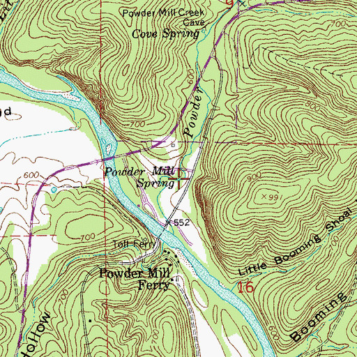 Topographic Map of Powder Mill Spring, MO