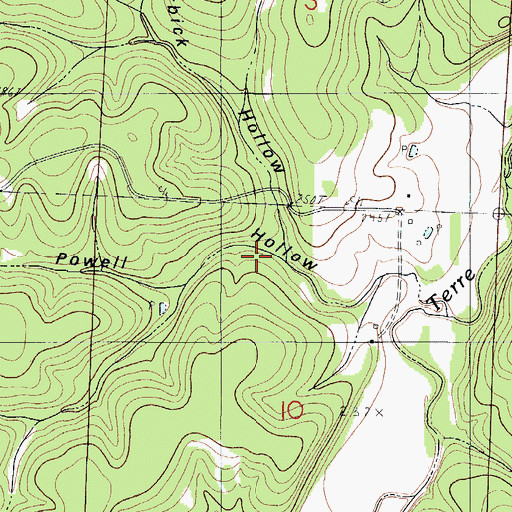 Topographic Map of Powell Hollow, MO