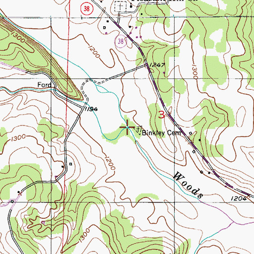 Topographic Map of Prairie Branch, MO