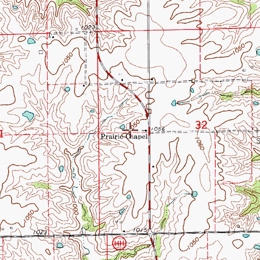 Topographic Map of Prairie Chapel, MO