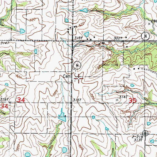 Topographic Map of Prairie Chapel (historical), MO