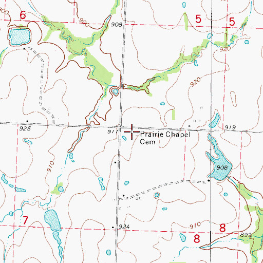 Topographic Map of Prairie Chapel Methodist Cemetery, MO